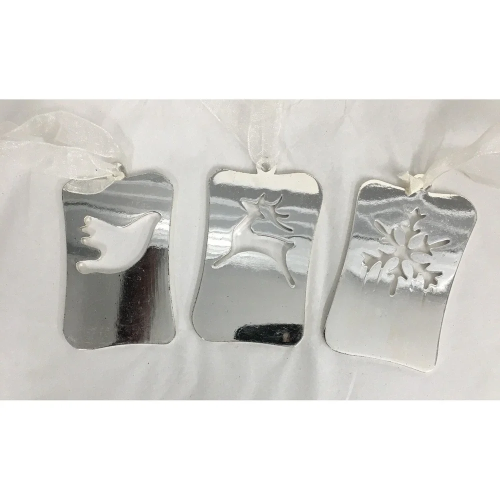 Engraved Cutout‎ Silver Plated Hope,Peace,Joy Ornaments